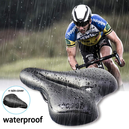 SPGOOD Bike Saddle Men Women Comfortable Wide Soft Gel Ergonomic Bicycle Seat with cover & wrench for Mountain Bike MTB Trekking Road Bike Indoor Cycling E-Bike Bicycle Seat 27*16cm