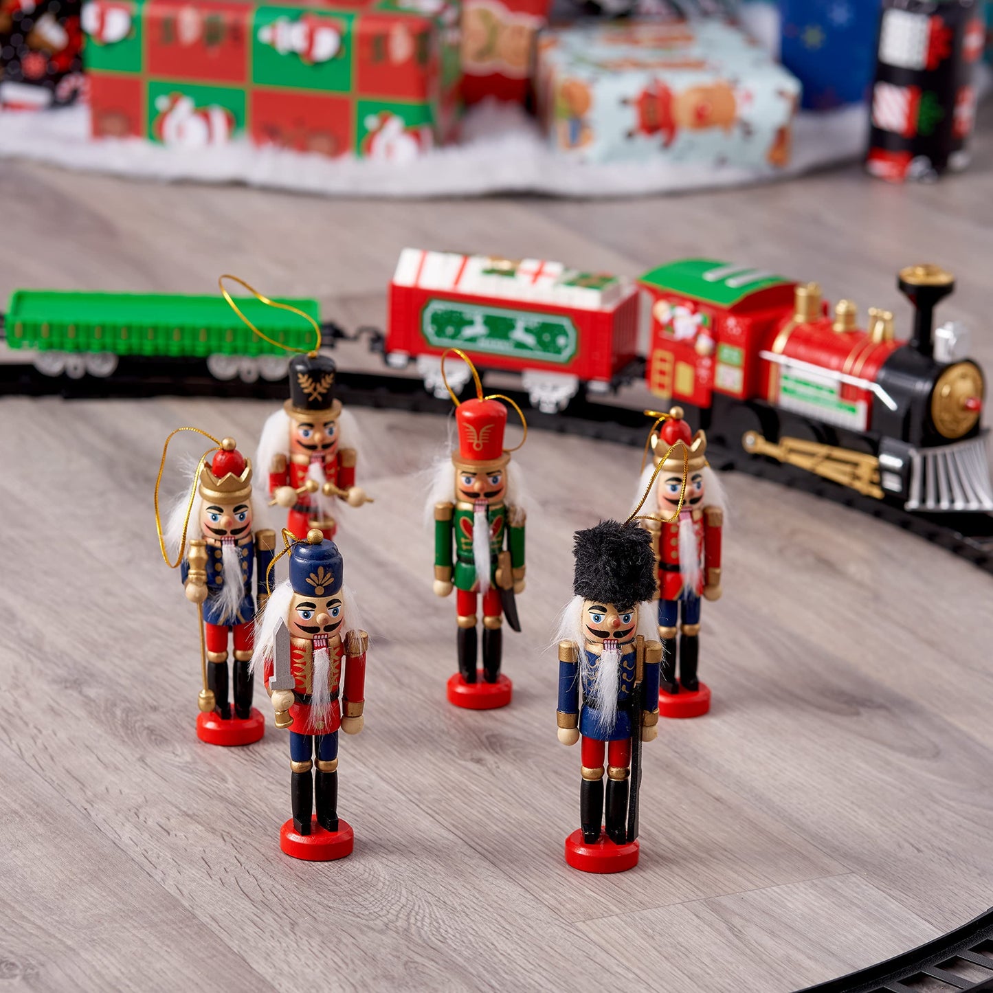 THE TWIDDLERS - 6 Traditional Christmas wooden Nutcrackers, 13cm - Soldier Ornaments Tree Decorations Christmas Tree Ornaments Christmas Decorations