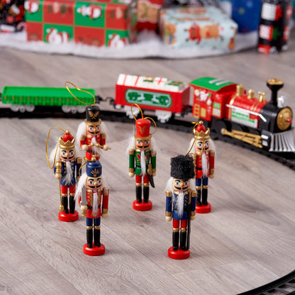 THE TWIDDLERS - 6 Traditional Christmas wooden Nutcrackers, 13cm - Soldier Ornaments Tree Decorations Christmas Tree Ornaments Christmas Decorations