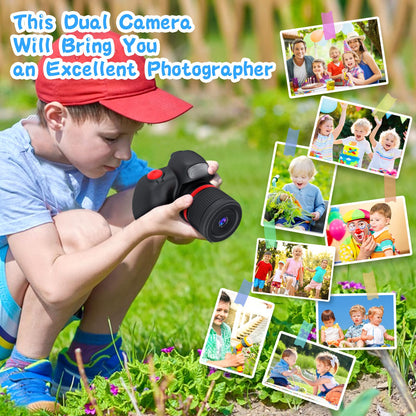 BaFuland Kids Camera, 2.4 inch screen digital camera for kids with 32GB card, 28MP/1080P children's camera selfie with 360° rotatable zoom, gifts for boys & girls aged 3-12 years (black)