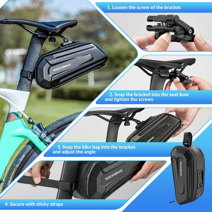 ROCKBROS Bicycle Saddle Bag Water Resistant 3D Hard Shell Bike Seat Bag with Quick Release for MTB Road Bike 1.8L