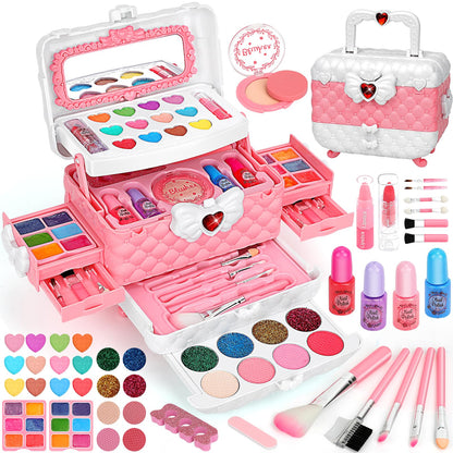 Children's Makeup Set for Girls, Flybay Kids Makeup Case Girls Toy, Washable Kids Makeup Kit Halloween Christmas Birthday for 4 5 6 7 8 9 10 11 Year Old Girls Gift