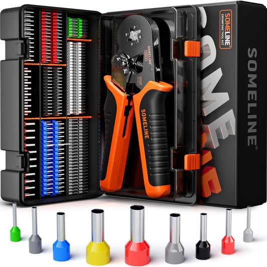 SOMELINE Crimping Pliers Ferrule Set, 9 Types [0.25-10mm²] Ferrule Set, Self-adjusting Ferrule Crimping Tool, Crimping Pliers, Premium Crimping Pliers, Crimp Tool, Press Tool, Electric Tool Set