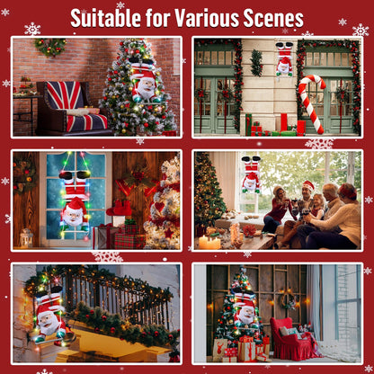 Climbing Santa Claus, Aceshop 34" Hanging Christmas Santa Decorations with LED light Christmas Ornaments Filled Plush Santa Claus Doll Gift for Christmas Decoration