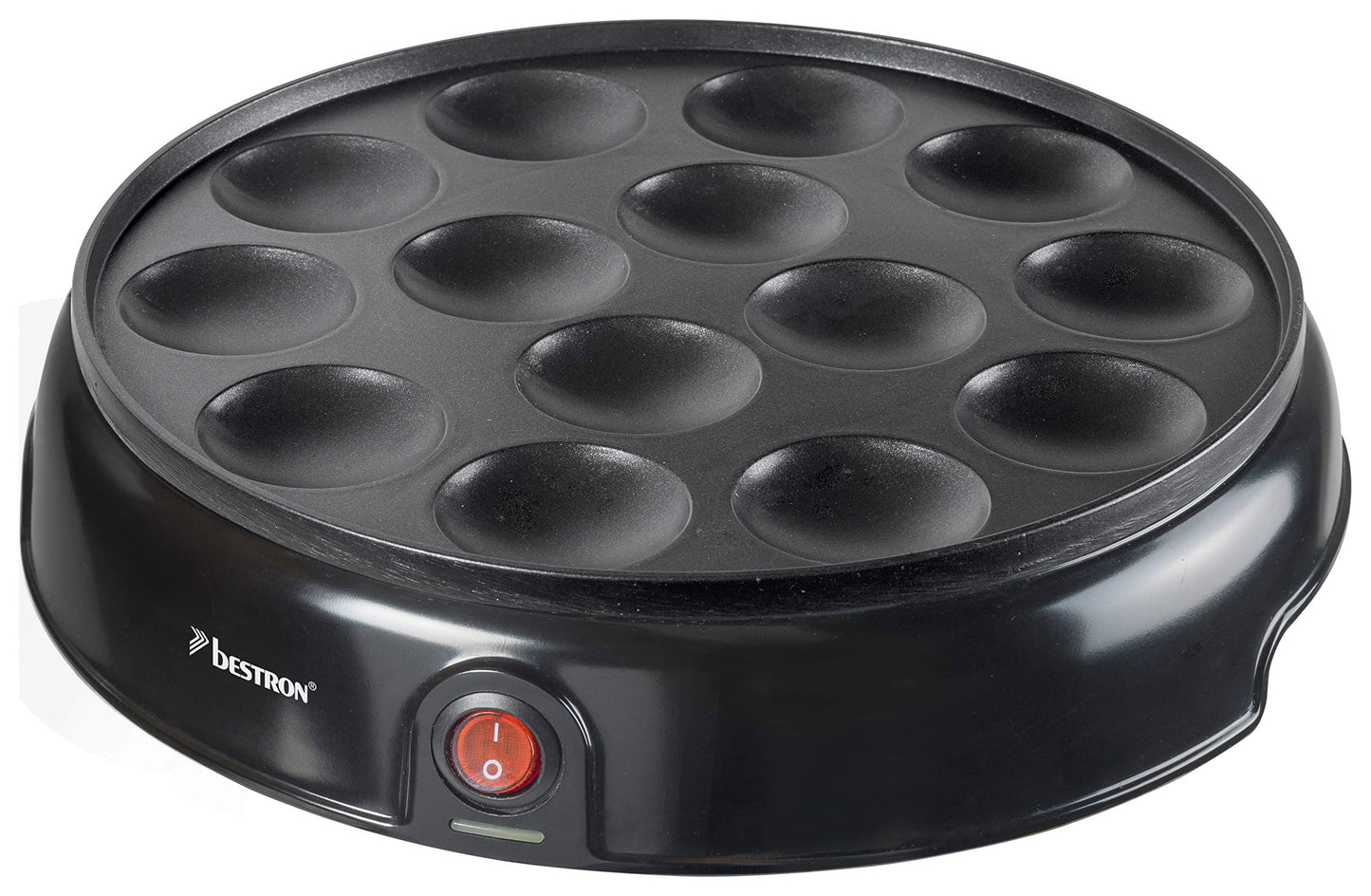 Bestron Poffertjes Maker in retro design, mini pancake machine, with non-stick coating, sweet dreams, 800W, black