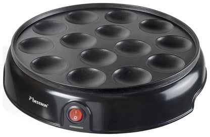 Bestron Poffertjes Maker in retro design, mini pancake machine, with non-stick coating, sweet dreams, 800W, black