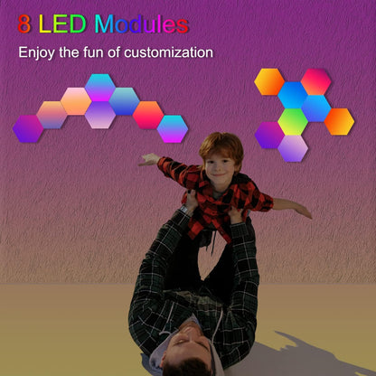 Hexagon LED Panels - 8 pieces Hexagon RGB Smart Wall Light Indoor Creative decorative Hexa LED Light Panels Music Sync for room & Gaming Decor