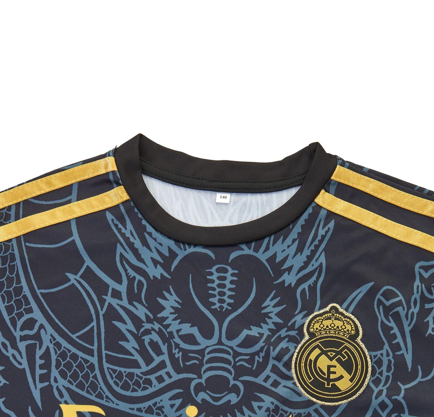 Madrid Bellingham Dark Blue Dragon Football Kids Jersey, Special Design, Soccer, Limited Edition, Come with Shorts (Dark Blue, 152, Bell)