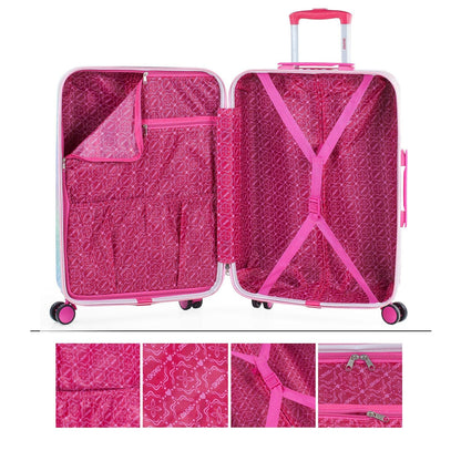 SKPAT - Hard shell suitcase made of polycarbonate for children - Children's suitcase for girls - Children's suitcase with integrated combination lock - 4-wheel children's travel suitcase - Durable children's trolley, fuchsia