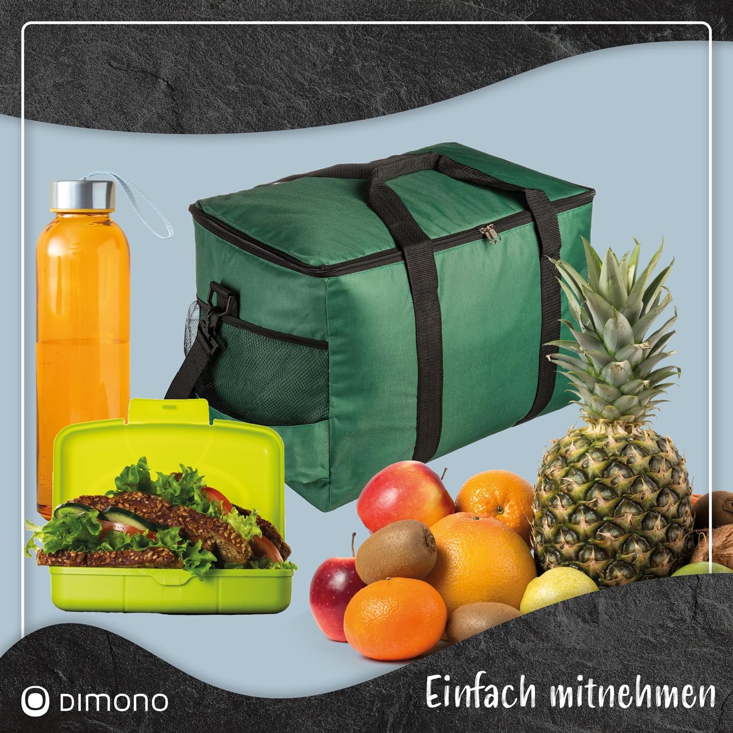 Large 45-liter insulated cooler bag XXL ice bag picnic bag for camping, traveling, vacation (45 liters, green)