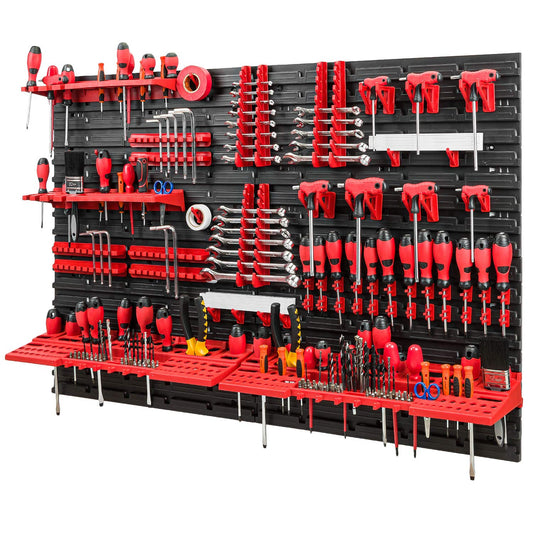 PAFEN tool board - 1152 x 780 mm - Set of 58 tool holders with pegboard storage system. Tool pegboard wall shelf for workshop storage.