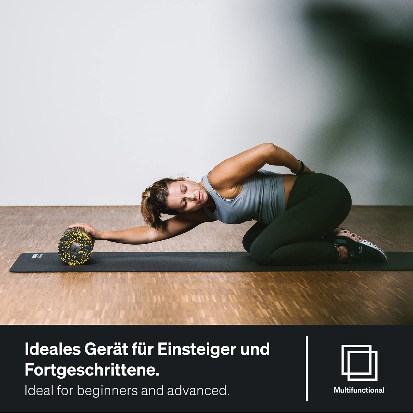 BLACKROLL® STANDARD foam roller (30 x 15 cm), fitness roller for self-massage of back and legs, effective massager for functional training, medium hardness, Made in Germany, Black/Yellow