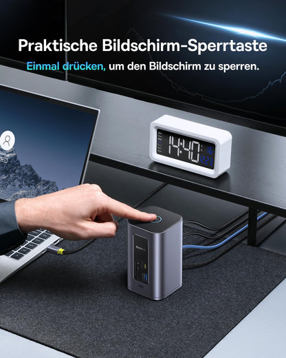 Baseus Docking Station USB-C, Nomos Air 12 in 1, Docking station for 2 monitors, 2 * 4K HDMI, 10Gbps USB-C/A, 100W PD, Gigabit Ethernet, Compatible with Dell/HP/Lenovo/Asus/Acer/Mac laptops.