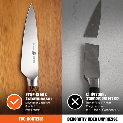 10cm vegetable knife, sharp paring knife, small kitchen knife made of high carbon German stainless steel, rust-resistant kitchen utensil, luxurious gift box included - Fiery Phoenix series