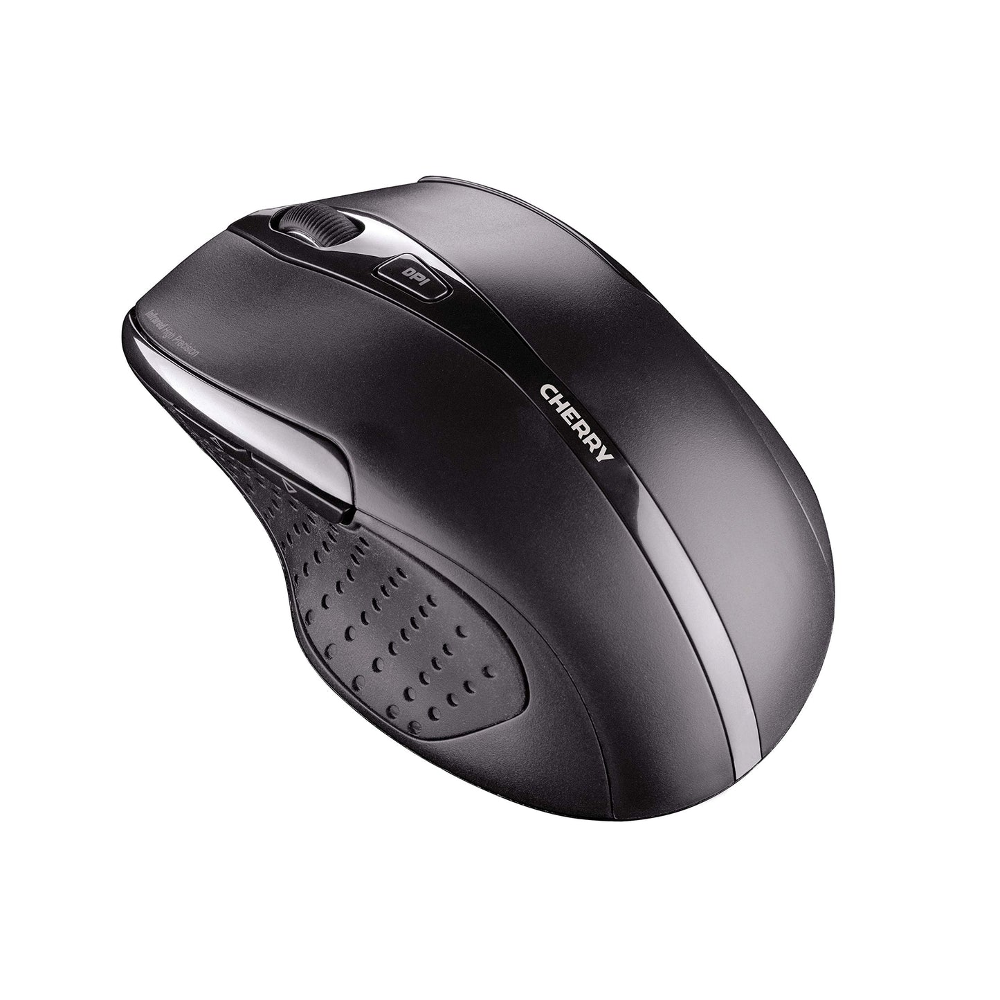 CHERRY MW 3000, Wireless ergonomic mouse for right-handers, 2.4 GHz, 6 buttons, optical sensor, rubberized side grips, battery powered, black.