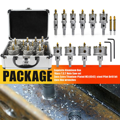 ASNOMY 12pcs 16-54mm Carbide Hole Saw Drill Bit, high-quality TCT hole saw set, titanium-coated carbide center drill, for stainless steel, iron, wood, plastic