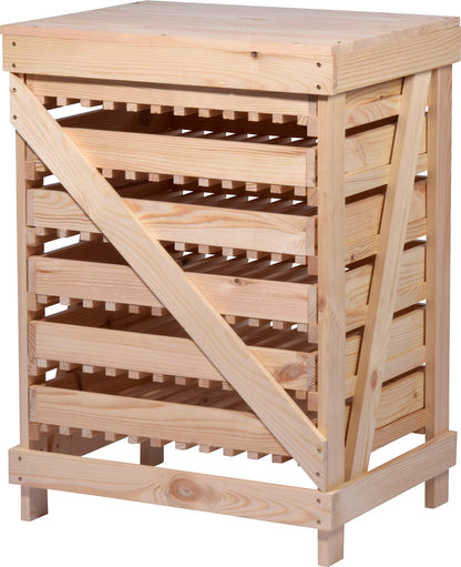 dobar® Green Label 29024FSCe apple crate with 6 drawers | Solid wood fruit crate | Food storage rack | Apple box | Fruit box | 51 x 40.5 x 70.5 cm | Solid pine natural