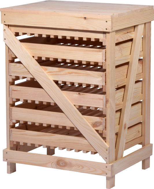 dobar® Green Label 29024FSCe apple crate with 6 drawers | Solid wood fruit crate | Food storage rack | Apple box | Fruit box | 51 x 40.5 x 70.5 cm | Solid pine natural