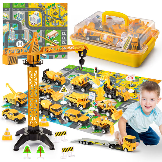 Adeokay child toys for ages 2-5, construction vehicles digger toy for boys - Christmas gift for kids.