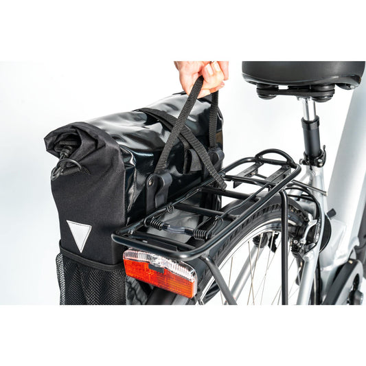 FISCHER Bike Rack Bag Courier, bike bag, messenger bag, reflector, 18 liters, water resistant, black
