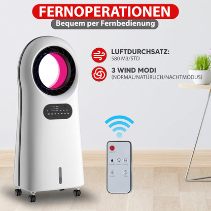 YOUNG LIFEBLADE Portable air conditioner without exhaust hose, with remote control, 8 hr timer, 60 dBA, 2in1 - air cooler, humidifier, mobile fan with water cooling, quiet portable air conditioner...
