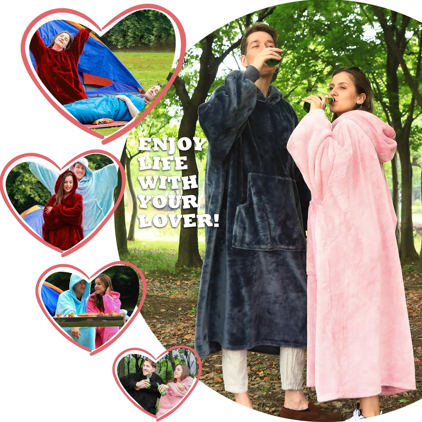 Daverose Hoodie Blanket with Sleeves and Hood for Women, Blanket Hoodie for Women, Super Soft and Warm Flannel Snuggle Blanket with Sleeves, Oversized Blanket Hoodie as Gifts for Men Women
