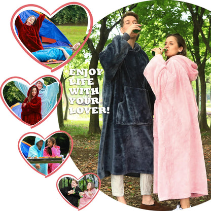 Daverose Hoodie Blanket with Sleeves and Hood for Women, Blanket Hoodie for Women, Super Soft and Warm Flannel Snuggle Blanket with Sleeves, Oversized Blanket Hoodie as Gifts for Men Women