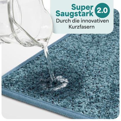 Grounded® bath mat blue - non-slip & washable - absorbent bathroom mat - hygienic shower mat - bath mat non-slip washable 60x90 cm quick-drying