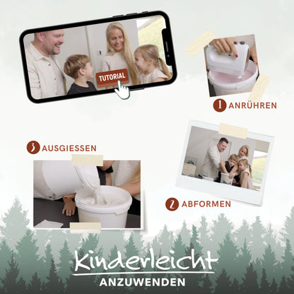 SOULBABY® 3D Handprint Set Family [4 large hands] with gift packaging I Premium Family Casting Set I 100% Black Forest Made I 3D Casting Kit Family with video instructions