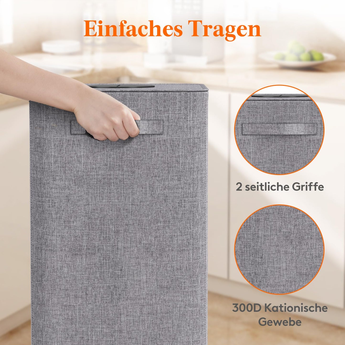 Lifewit 120L Bottle Collection Bin with Lid, Large Bottle Storage, Container for Empty Bottles & Glass Storage, Bottle Collector with Hole, Kitchen Pantry Bottle Bag, Light Grey