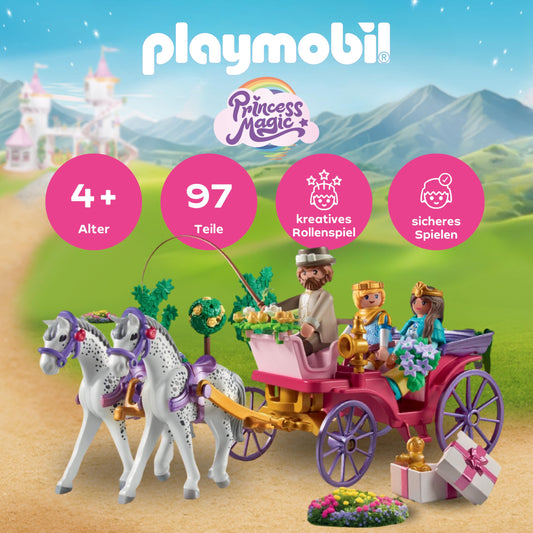 PLAYMOBIL | Princess Magic | Carriage Ride with Princess and Prince | Princess Toy | Fairy Tale Toy for Kids aged 4 and up | 71846
