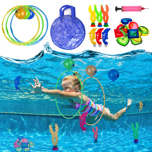 Pool toys for 5 6 7 8 9 year old boys girls, diving rings kids set pool toys pool party gift 5-12 years old swimming pool water toys outdoor