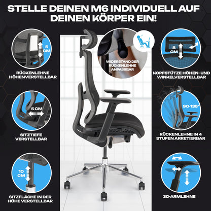 VALKENSTOL M6 Office Chair Ergonomic Winner | Large People Desk Chair | Cushioned Seat Office Chair with Adaptive Lumbar Support and Adjustable Backrest for Healthy Sitting Executive Chair