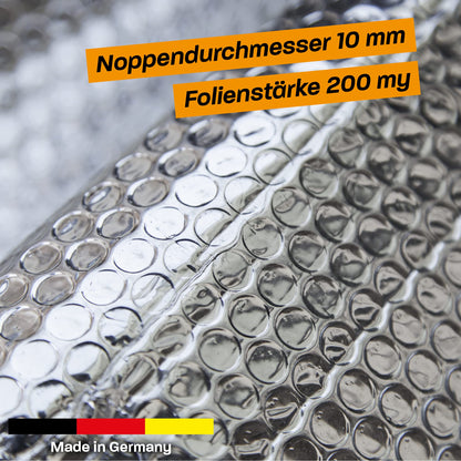 Hinrichs Insulation Foil 10m x 60cm - Thermal foil for windows, car, camping or pool - Perfect for thermal insulation, cold protection and blackout - Coated on both sides.