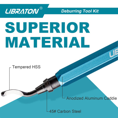Libraton deburrer with 11 blades (BS1010), hand deburrer, plastic deburrer, universal deburring tool for plastic (including 3D printing), metal, stainless steel, aluminum, steel