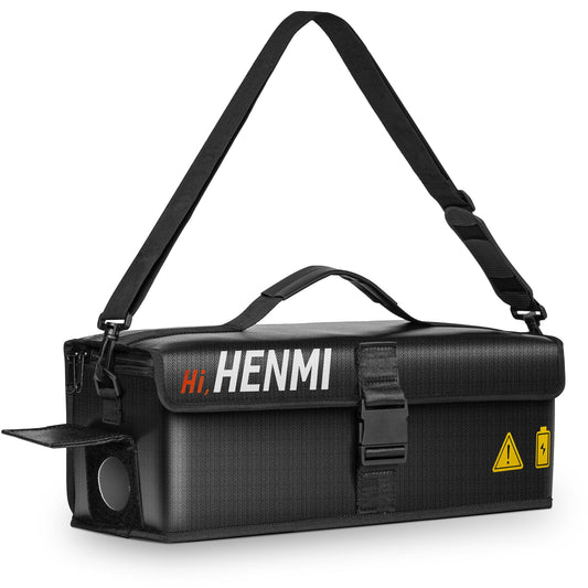 HENMI Ebike battery bag, 1000°C fireproof for safe storage, transportation, charging, 41 x 13 x 12 cm.