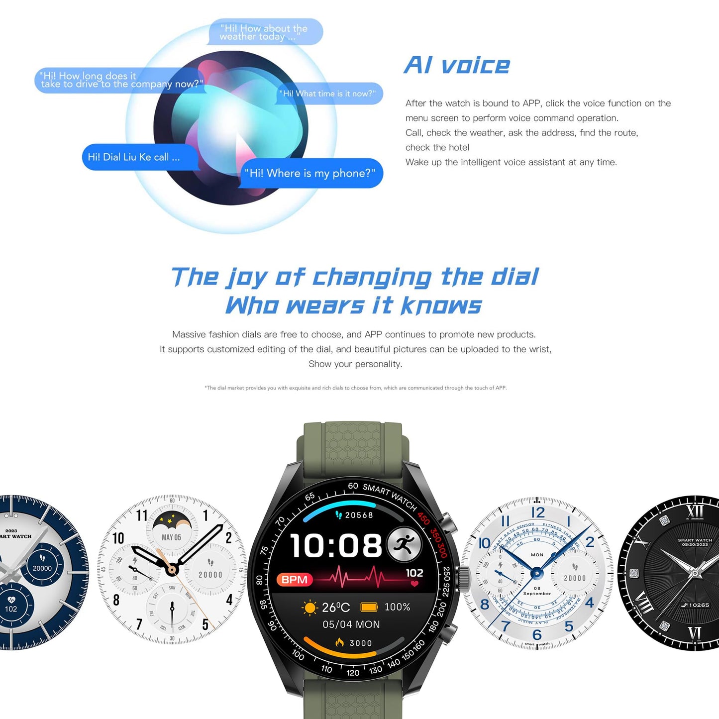 Men's smartwatch with phone function, 1.39" DIY HD full touchscreen watch fitness tracker 123 sports modes activity tracker IP68 wristwatch with sleep monitor pedometer for Android iOS (Black)