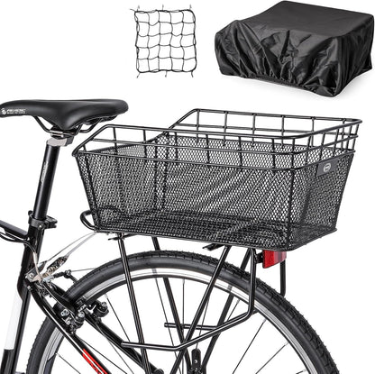 CXWXC Rear Bicycle Basket with Cargo Net and Thick Padding for Bicycle, Thick Padding Bag for Bicycle, Electric Bicycle (CX-HT-193-EU)