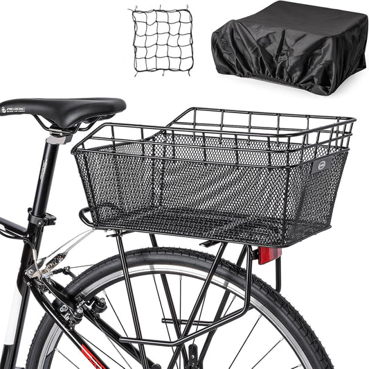 CXWXC Rear Bicycle Basket with Cargo Net and Thick Padding for Bicycle, Thick Padding Bag for Bicycle, Electric Bicycle (CX-HT-193-EU)