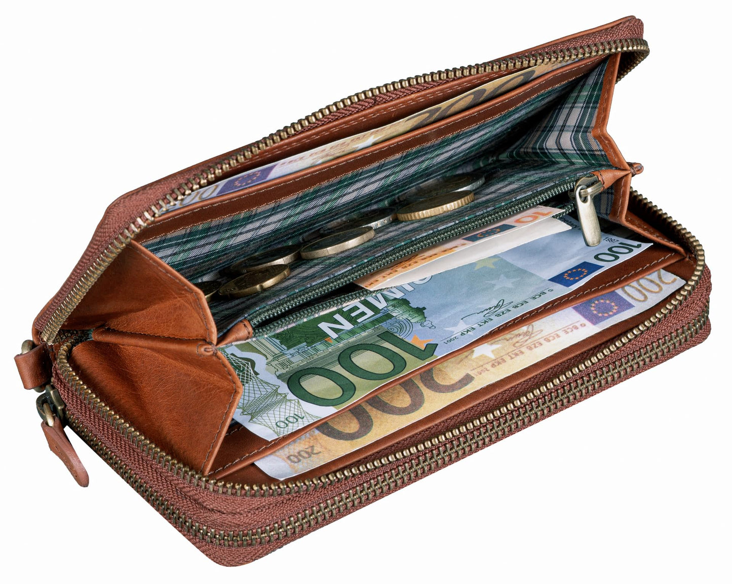 Benthill Large Leather Wallet | Large wallet with RFID protection | High quality cowhide leather with multiple card slots including gift box, Color: Brown