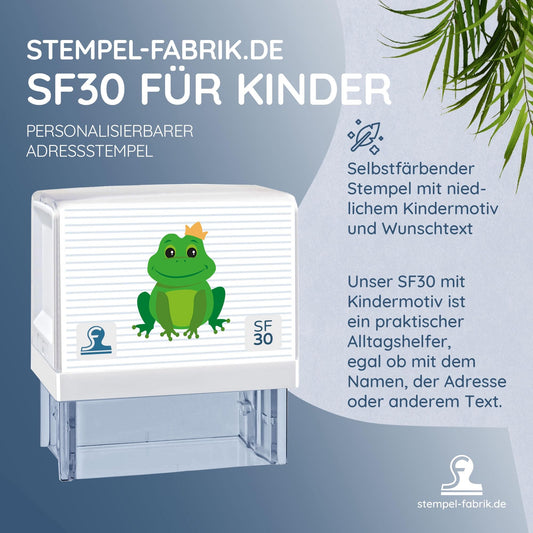 stamp factory children's stamps name stamps/personalized address stamps - stamps for children with design "frog" for students/school and kindergarten as a gift