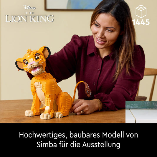 LEGO | Disney Simba, the young Lion King, collectible building toy with creative animal figure, relaxing activity for adults, gift idea for movie fans 43247