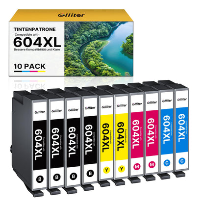 Glitter 604 XL printer cartridges Compatible for Epson 604 604XL cartridges for Expression Home XP-4200 XP-3200 XP-3205 XP-2200 XP-2205 XP-4205 Workforce WF-2910 WF-2930 WF-2935 WF-2950 (10-pack)