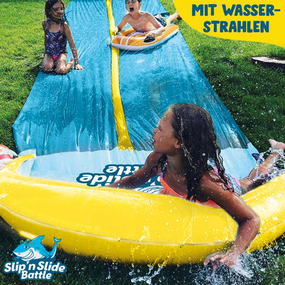 Official VentriBattle® | Two-lane Slip n' Slide | Connectable water hose | 10 meters | Premium quality | Outdoor water play | + Thick | + Sturdy | + Fast | 100% fun PVC