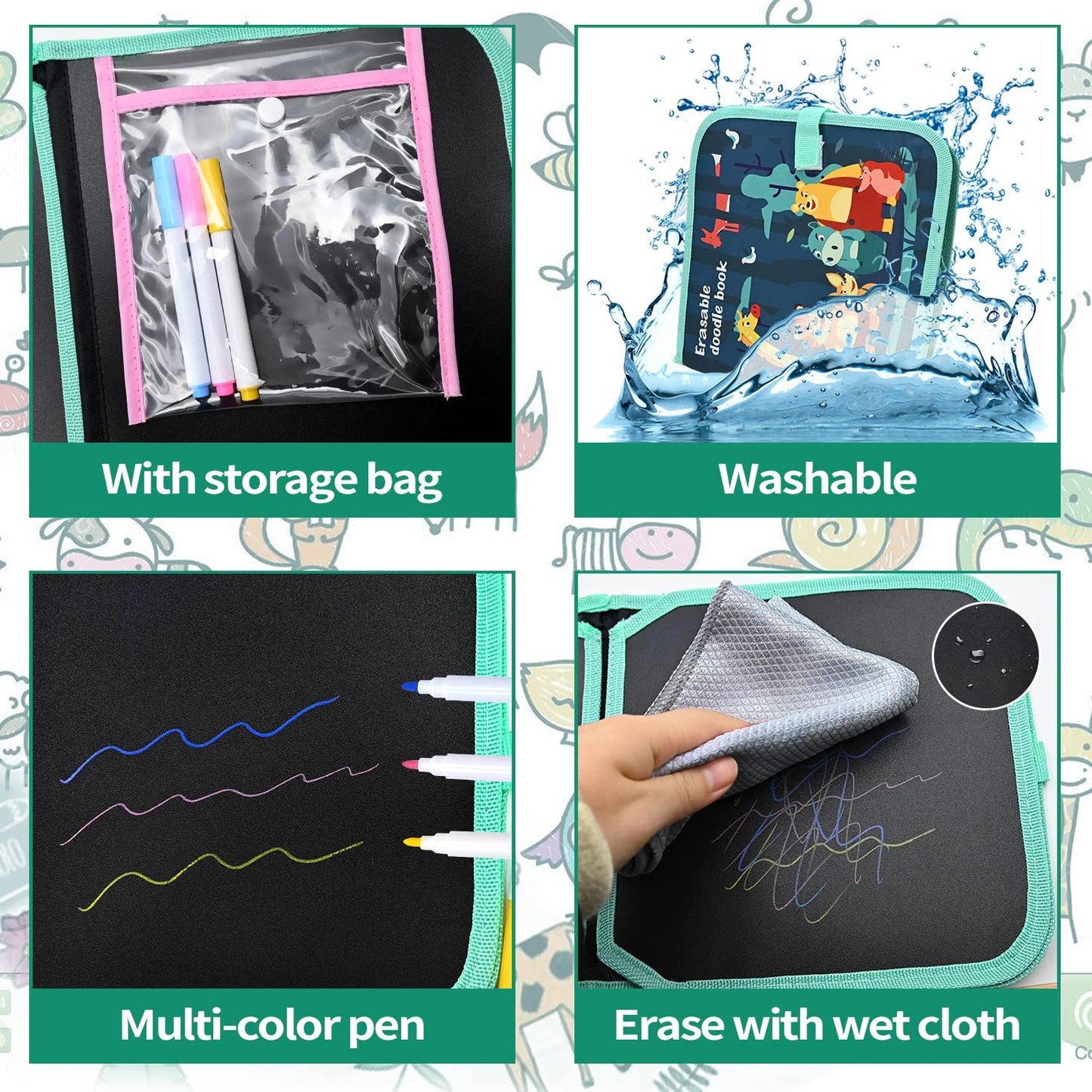 Magic chalkboard for kids, large, magnetic, creative toy for girls and boys, 3 years, graffiti, magnetic, multicolor, wipeable, learning gift for toddlers.