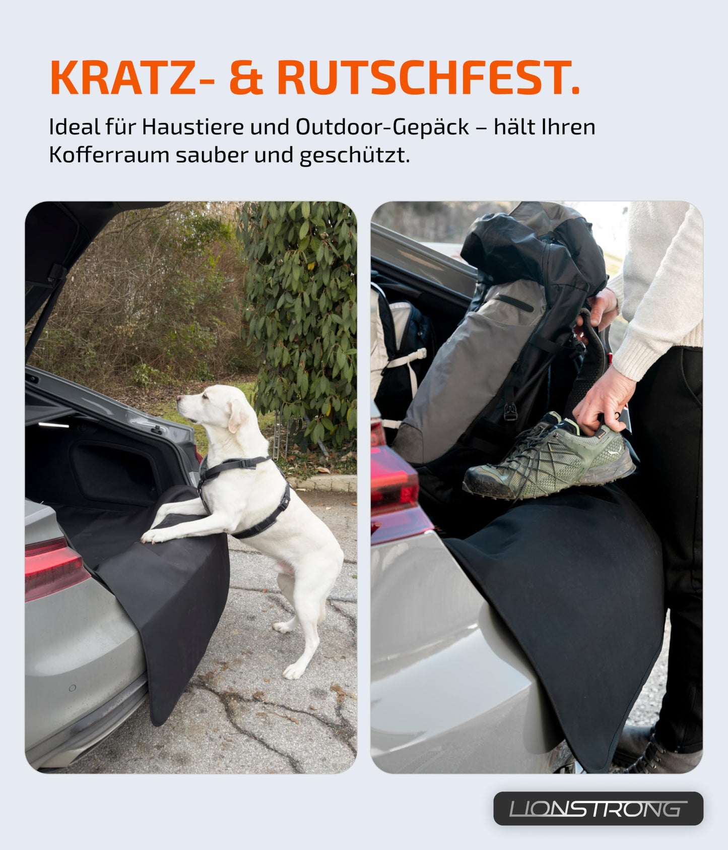 LIONSTRONG® Trunk Protector [PADDED & WATERPROOF] - Universal protection mat suitable from small cars to SUVs - Trunk protection for dogs - Scratch-resistant and slip-resistant.