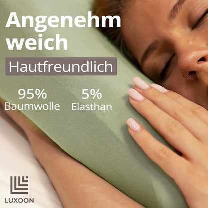 Luxoon pillowcase for health pillows - 95% cotton / 5% elastane, breathable and skin-friendly, washable, for comfort and hygiene 2-pack 30-45 x 50-65 cm, sage green