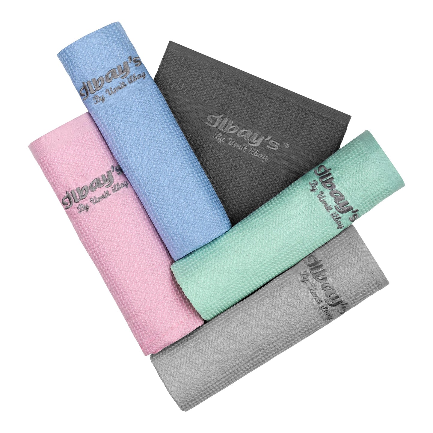 ilbay's highly absorbent cleaning cloths [5-pack] - streak-free cleaning without cleaning agents for car, kitchen, bathroom, and more - microfiber cleaning cloth - dish towel 40x60 cm
