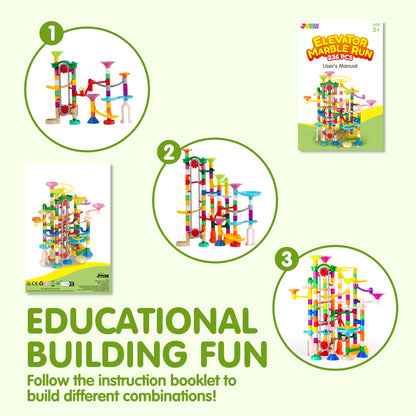 JOYIN Marble Run 236-Piece Ball Track Learning Toy Building Blocks Toy with Motorized Elevator, STEM Building and Learning Toy for Kids aged 7, 8, 9, 10, 11, 12 years.