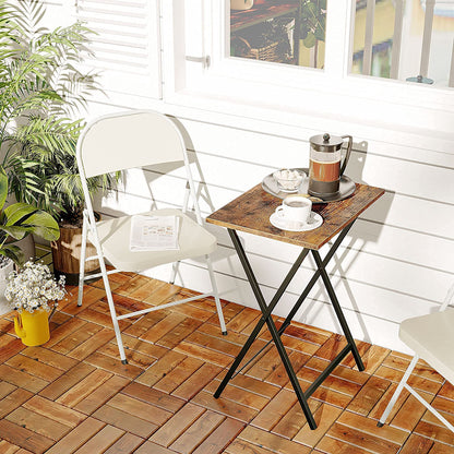 HOOBRO Side Table, Foldable Tray Table, Coffee Table, TV Tray in Industrial Style, Easy to Assemble, Dark Brown and Black EBF15BZ01